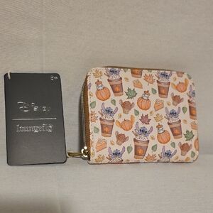 Loungefly Stitch Pumpkin Latte Zip Wallet - Cream Multi